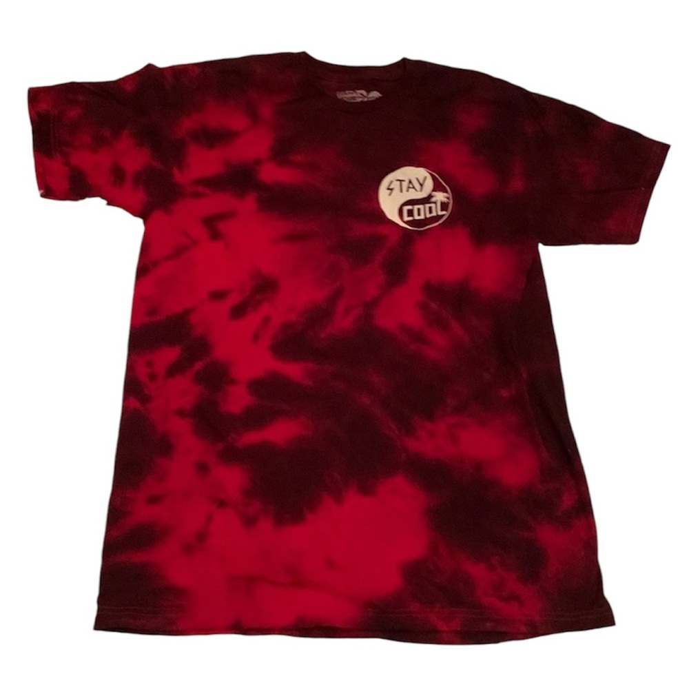 Men’s Happy Hour Stay Cool Red Tie Dye Short Sleeve T-shirt Size Medium